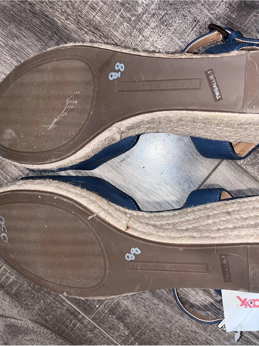 Tommy Hilfiger Blue Espadrille Wedge Sandals with Ankle Strap